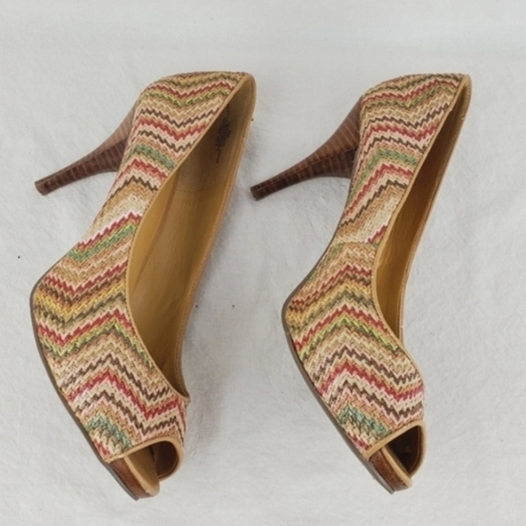 Nine west kendraho woven peep toe platform heels - Picture 7 of 11
